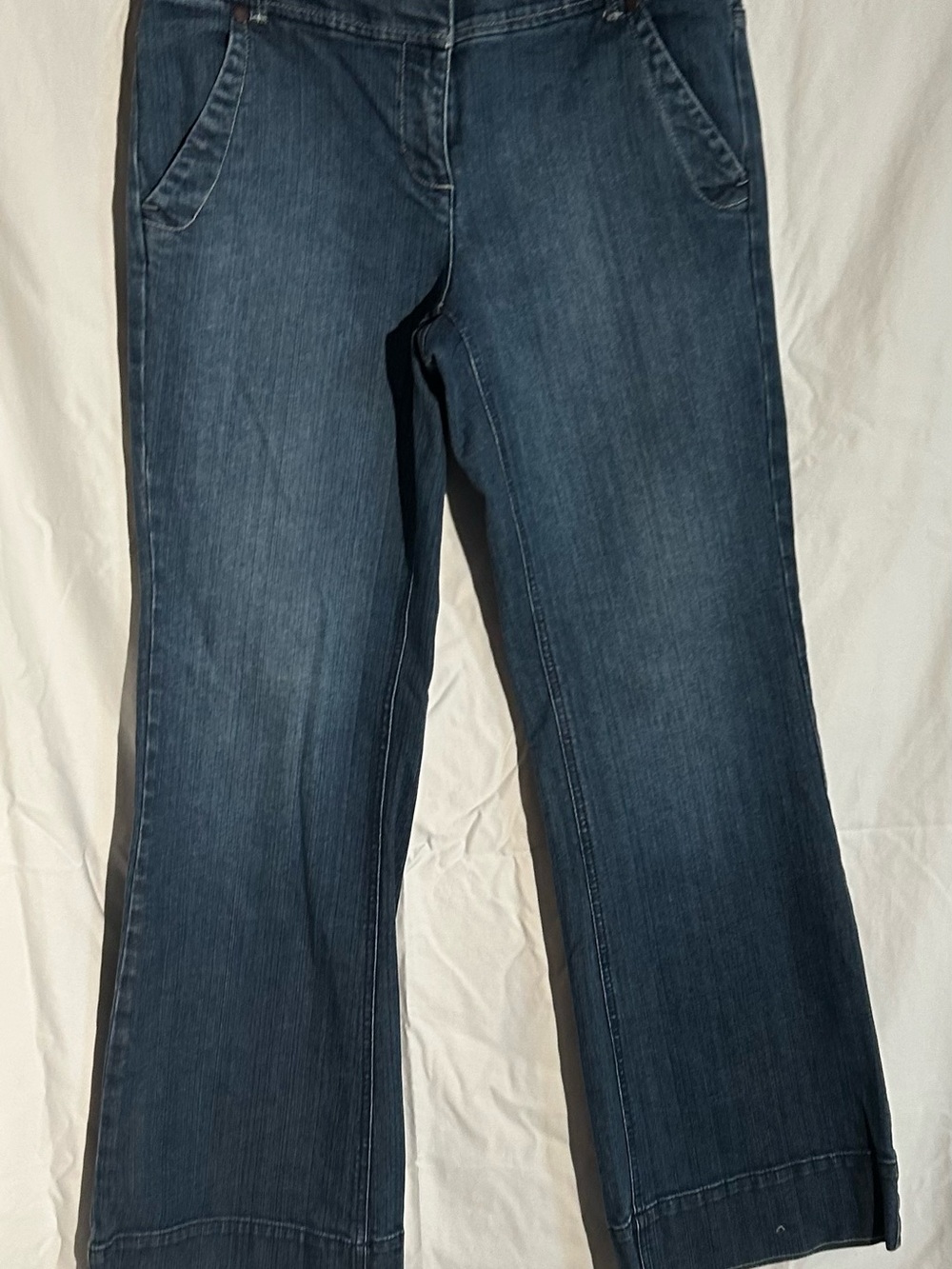 New York & Company Size 10 Wide Leg Trouser Jeans Dark Wash Stretch